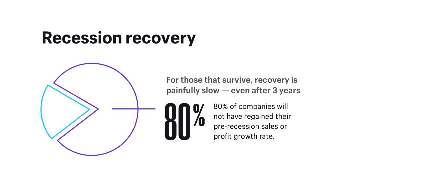 Three years after a downturn, 80% had still not regained their pre-recession sales and profit growth rates. Only a sliver flourished after a recession.
