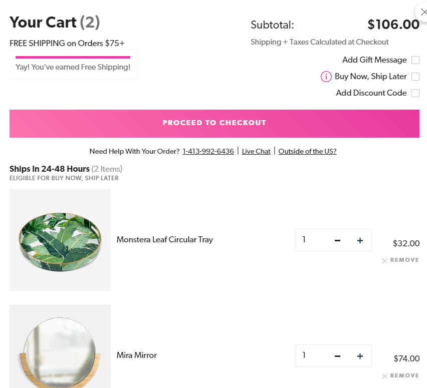 Dormify shipping date estimate in-cart example
