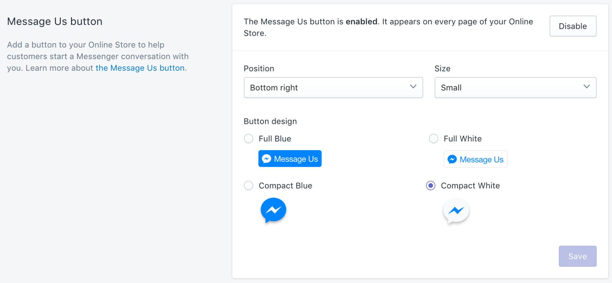 Shopify and Shopify Plus Facebook’s native Messenger integration