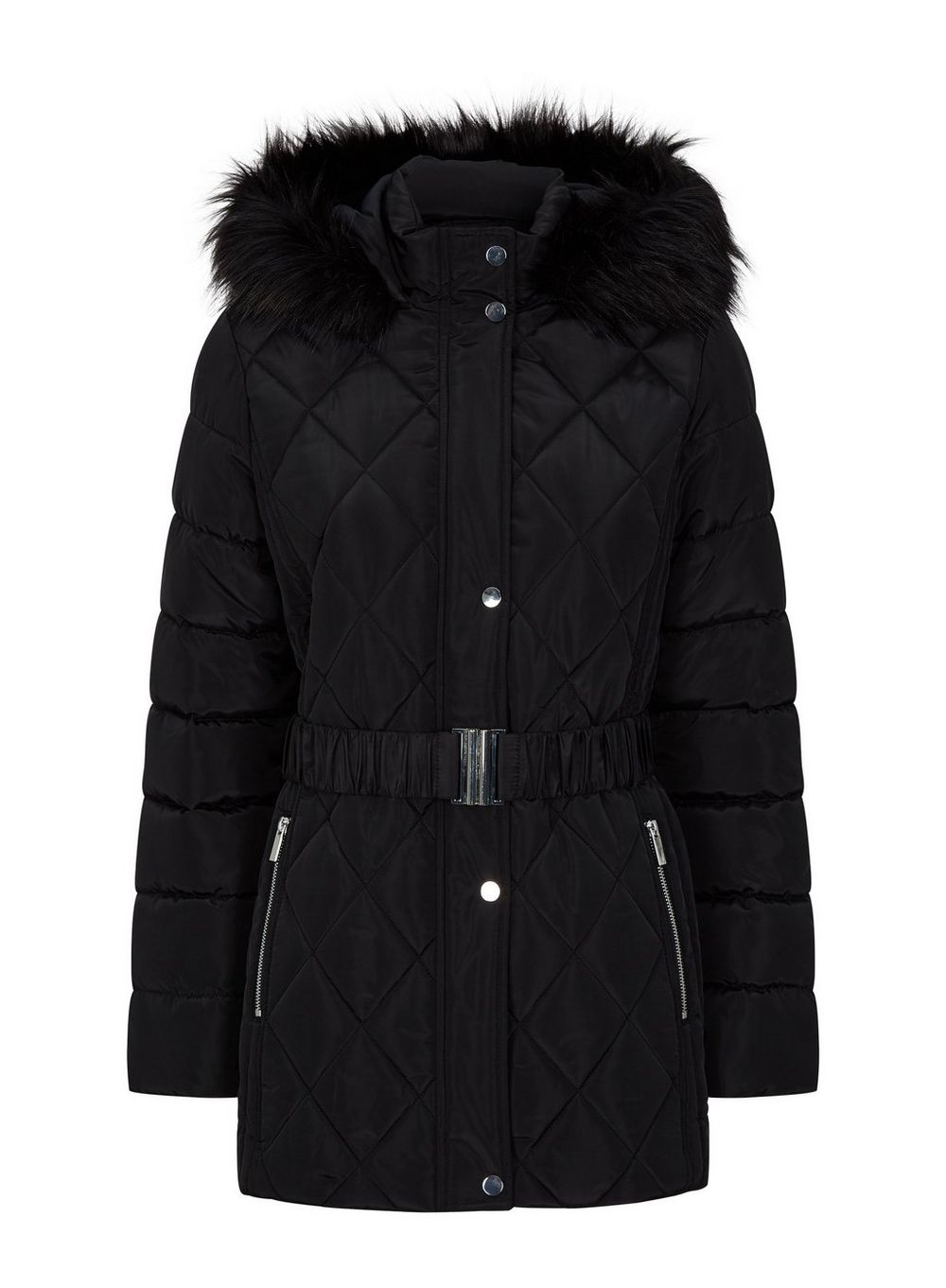 Dorothy Perkins Long coat WOMEN FASHION Coats Fur Black M discount 65% 