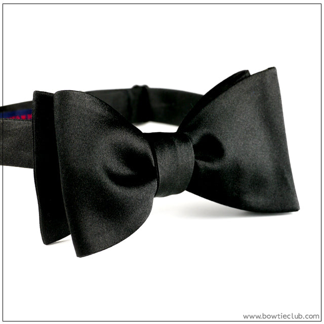 English Black Satin Bow Tie