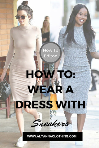 How you can wear sneakers with a dress 