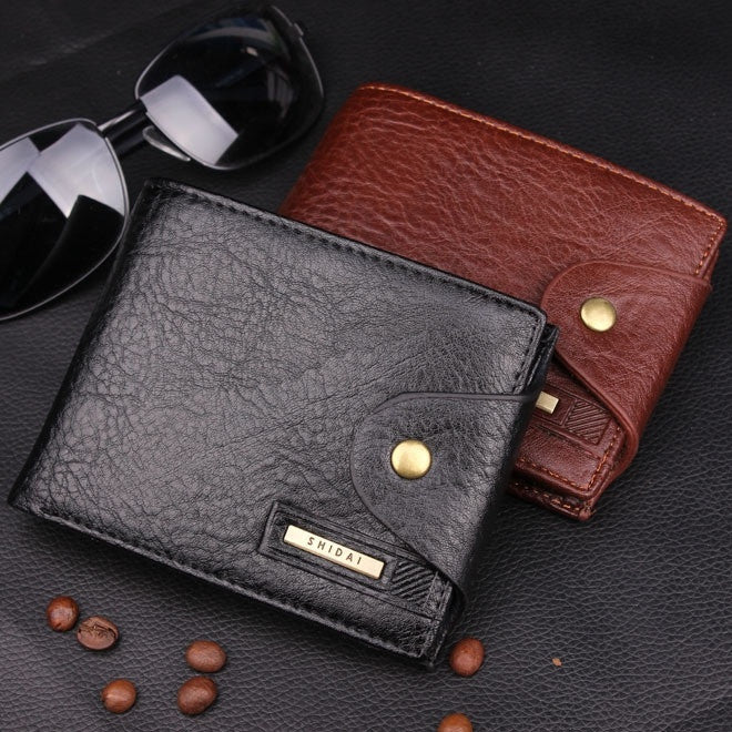 2015 new men short wallet buckle genuine leather male hot purse card coin pocket hasp fashion wbg01314