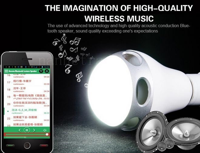 LED Light speaker Bluetooth App Control Music Playing Audio 3W Speaker + Changing LED Color Bulb Light For iPhone For Android