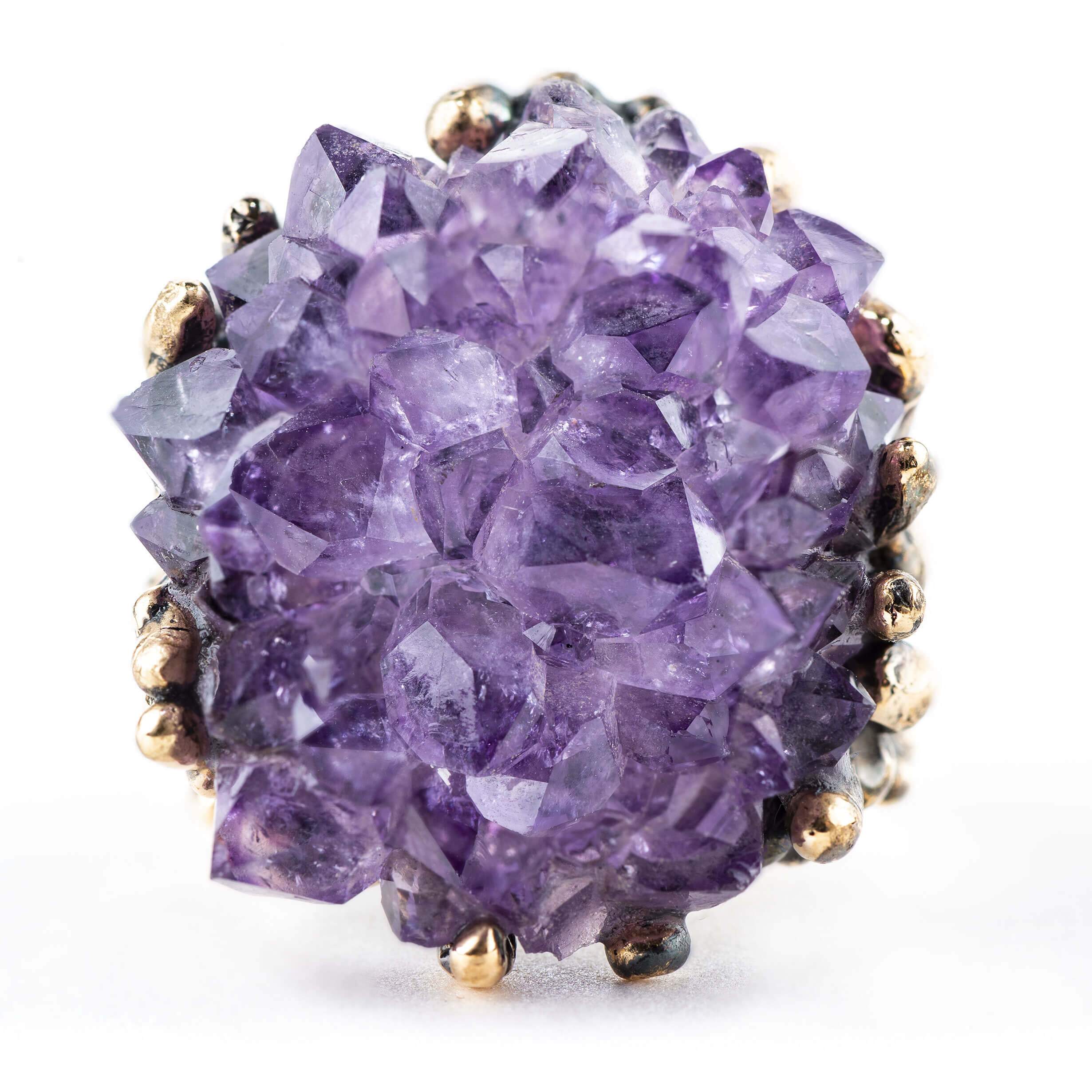 RIng with Top Quality Amethyst Druze