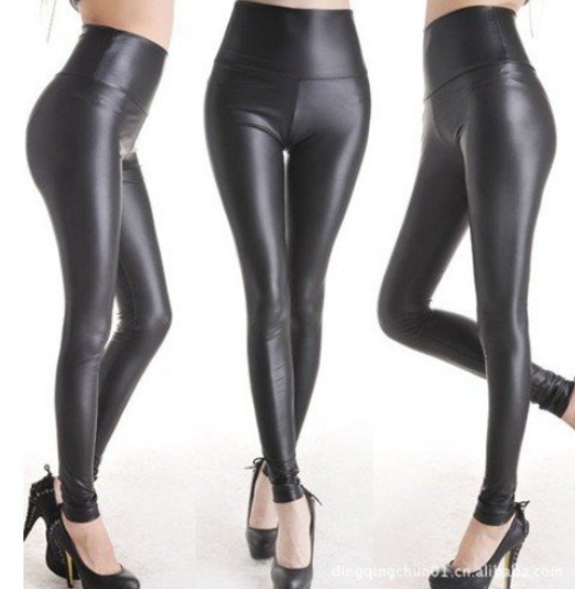 black leather leggings for women
