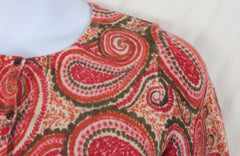 Talbots Sweater L petite PL size Orange Red Pink Paisley 3.4 Sleeve Light Wool - Jamies Closet - 4