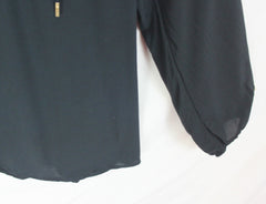 Lilly Pulitzer Blouse L size Black Romantic Poet Top Lightweight