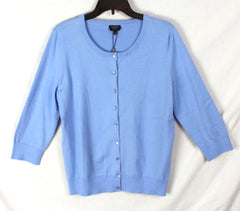 New Talbots Cardigan Sweater L size Light Blue Womens Cotton Work Casual