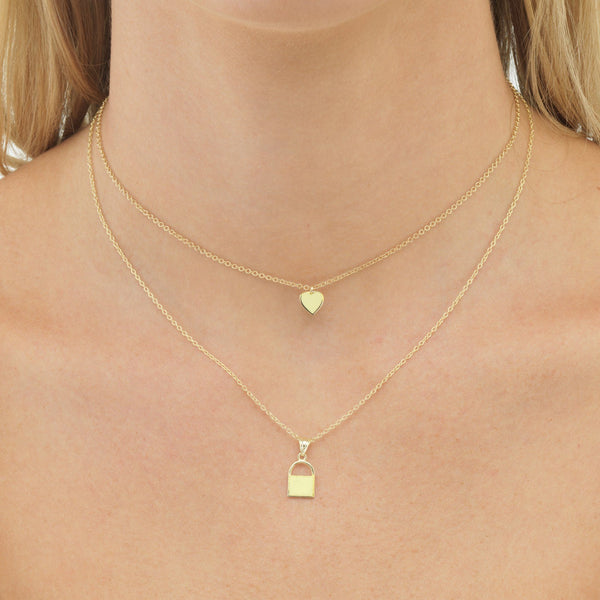 Gold Mini Lock Pendant Necklace | Adina 