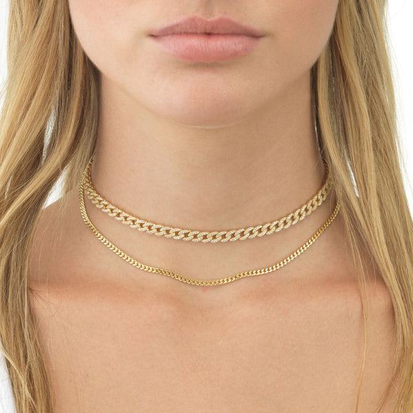 thin silver chain choker