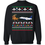 Airplane jet reindeer ugly christmas sweater sweatshirt