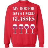 Funny Wine Glass My doctor says I need glasses ugly christmas sweater sweatshirt