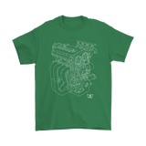 B16 B18 engine blueprint illustration t-shirt mens and womens