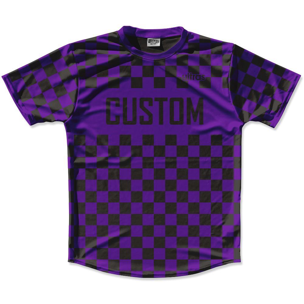 Black Custom Checkerboard Soccer Jersey 