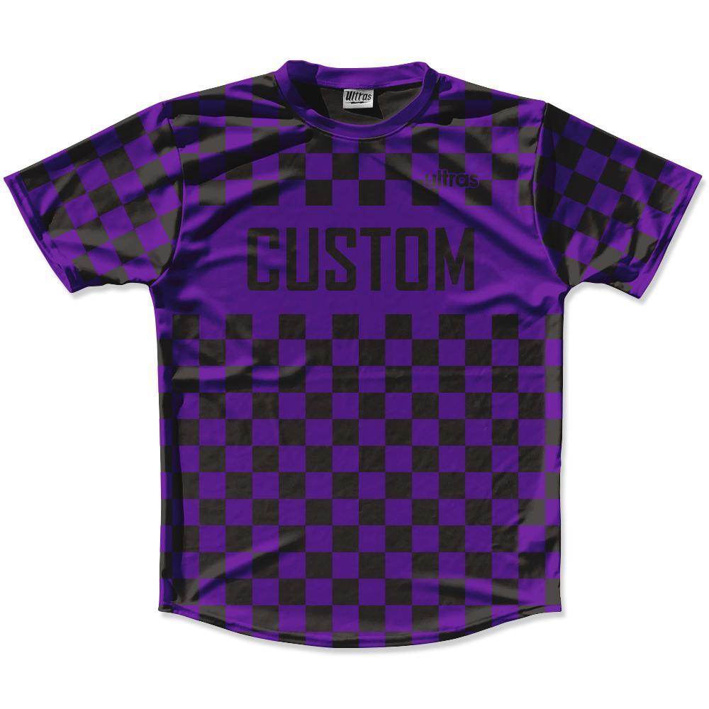 purple and black soccer jersey