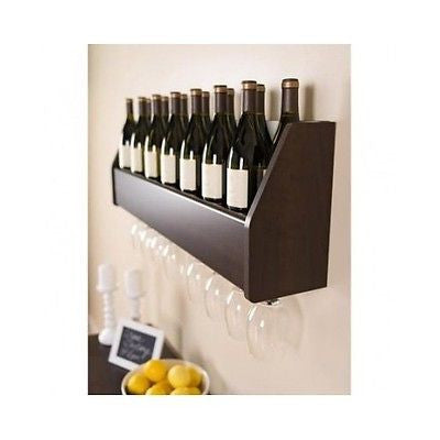 Wall Mounted Wine Rack Wood Racks Floating Bottle Storage Glass