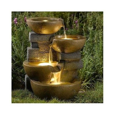 Pots Water Fountain Led Lights Yard Outdoor Indoor Fountains
