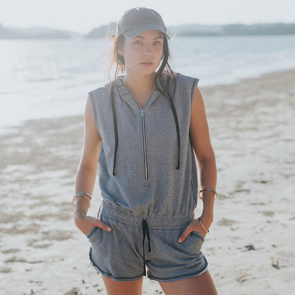 At Ease Romper, Heather Grey
