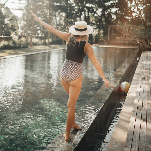 The Bombshell, Black Check One-Piece Suit