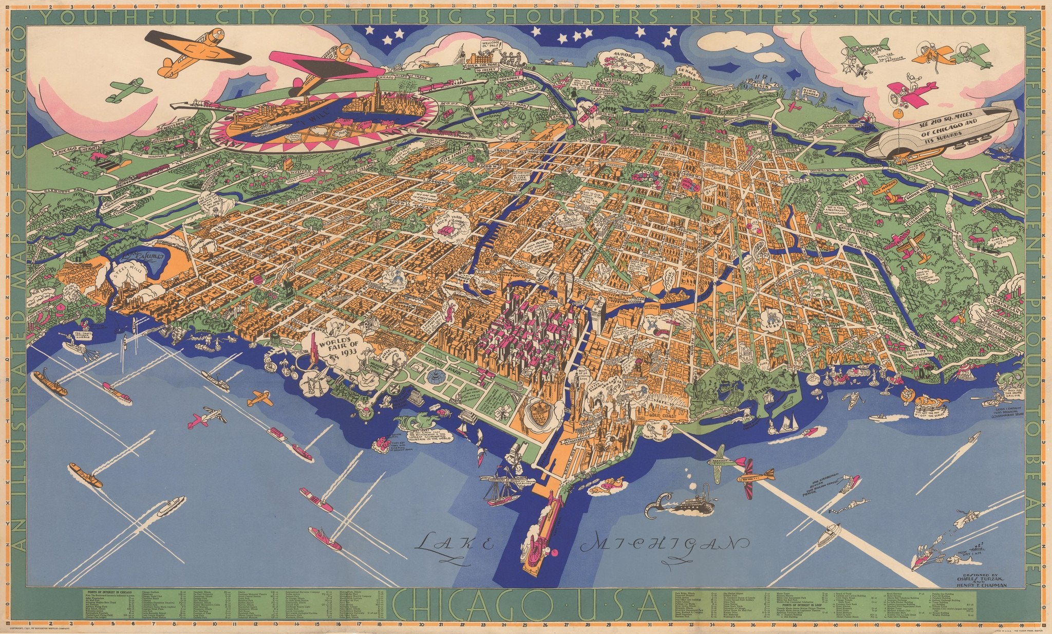 chicago aerial 1930s map