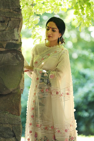 White Saree with Embroidery