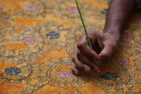 Kalamkari Art painted by women intricately