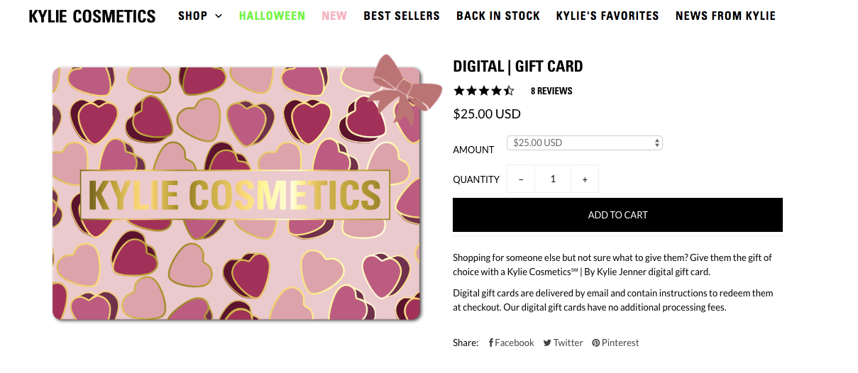 Kylie Cosmetics Gift Card