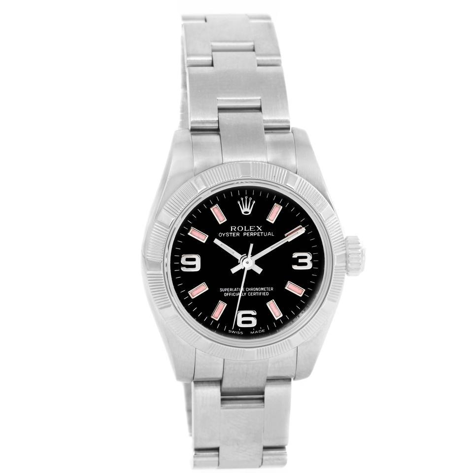 Rolex Silver/Black Oyster Perpetual 