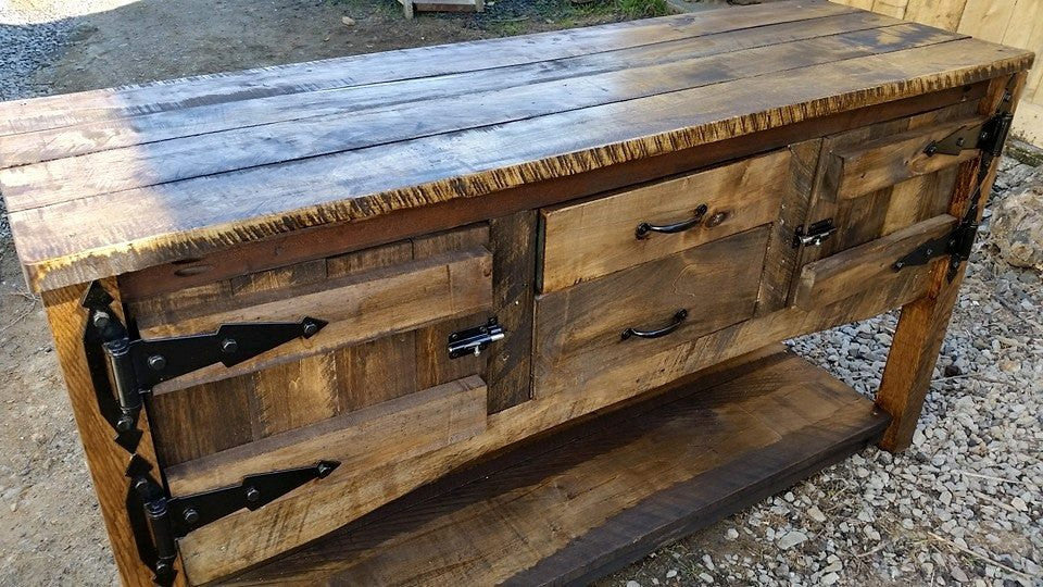 rustic timber buffet