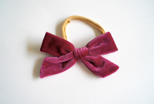 Velvet Skinny Bow Baby Headband - Mas Femme