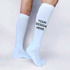 This is an image of knee high customized socks.