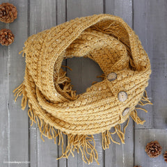 This is an image of a yellow infinity scarf.