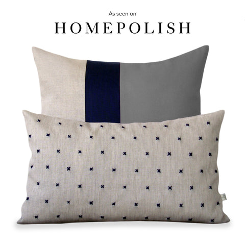 As seen on HOMEPOLISH - Colorblock and Stitched Linen Pillow Set by JILLIAN RENE DECOR