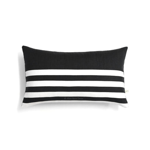 Multi Stripe Lumbar Pillow - Black and Cream by JILLIAN RENE DECOR