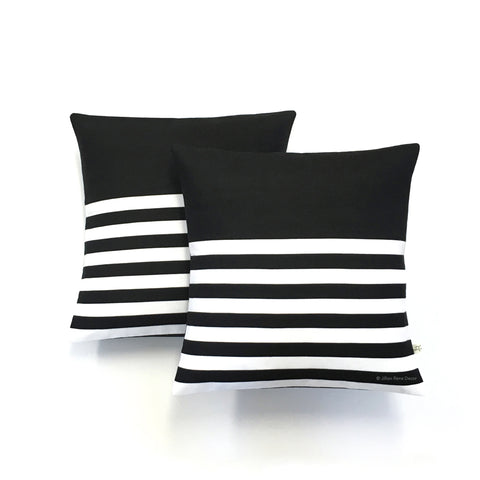 Black and White Breton Stripe Pillows by Jillian Rene Decor as seen in House & Garden Magazine