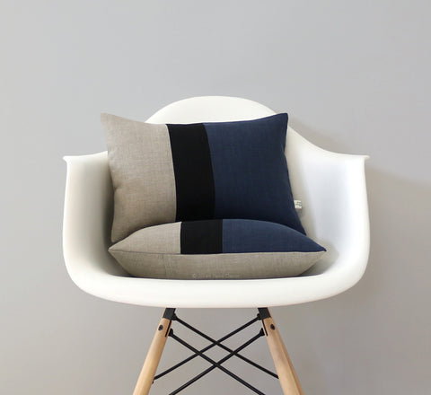 Colorblock Pillow - Navy/Black/Natural by Jillian Rene Decor