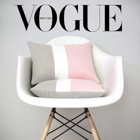 Rose Quartz Colorblock Pillows as seen in Vogue Magazine