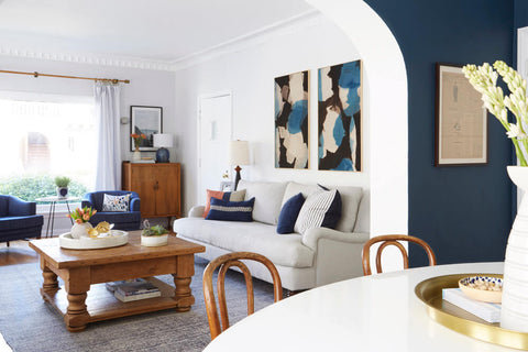 Ginny Macdonald's Living Room: Orange Colorblock Pillow by Jillian Rene Decor
