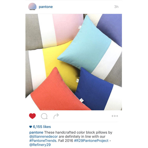 Signature Colorblock Pillows by Jillian Rene Decor as seen on Pantone's Instagram