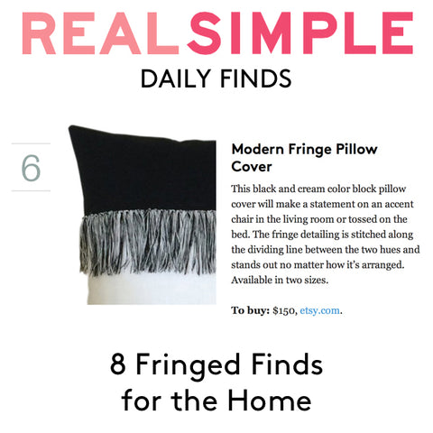 Modern Fringe Pillow by JILLIAN RENE DECOR as seen Real Simple's Daily Finds