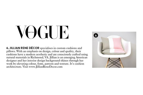 Rose Quartz Colorblock Pillows as seen in Vogue Magazine
