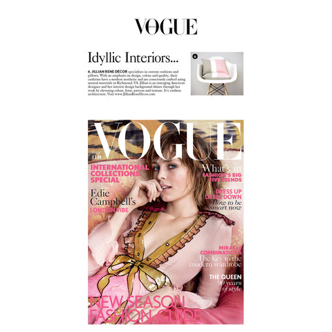 Jillian Rene Decor Pillows as seen in Vogue Magazine - March 2016