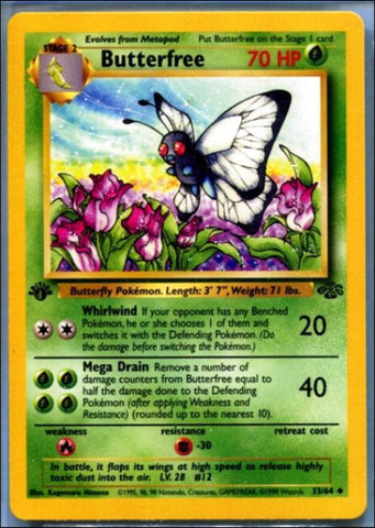 Butterfree 33//64 Edition "d" ERROR - 1st Edition Pokemon Jungle, First Edition - TOUGH FIND !!, CardboardandCoins.com