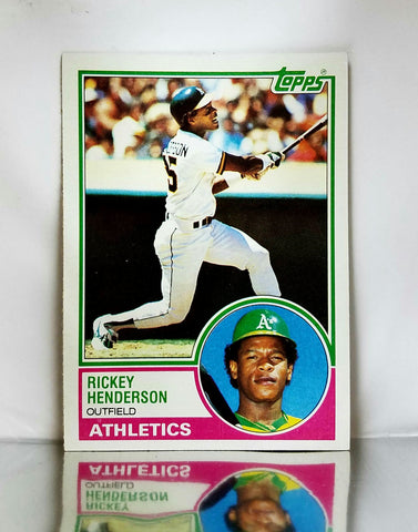 1983 Topps # 180 Rickey Henderson, HOF, All-Time Stolen Base Leader, Oakland Athletics, A's, Graded NM-MT