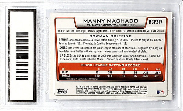 MANNY MACHADO 2012 Bowman CHROME PROSPECT #BCP217 Orioles 