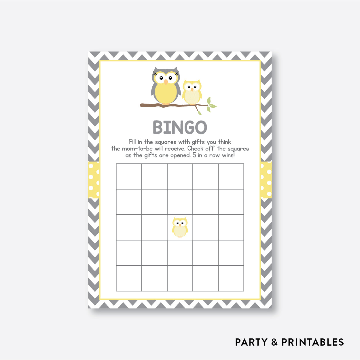 Owl Bingo / Non-Personalized / Instant Download (SBS.45)
