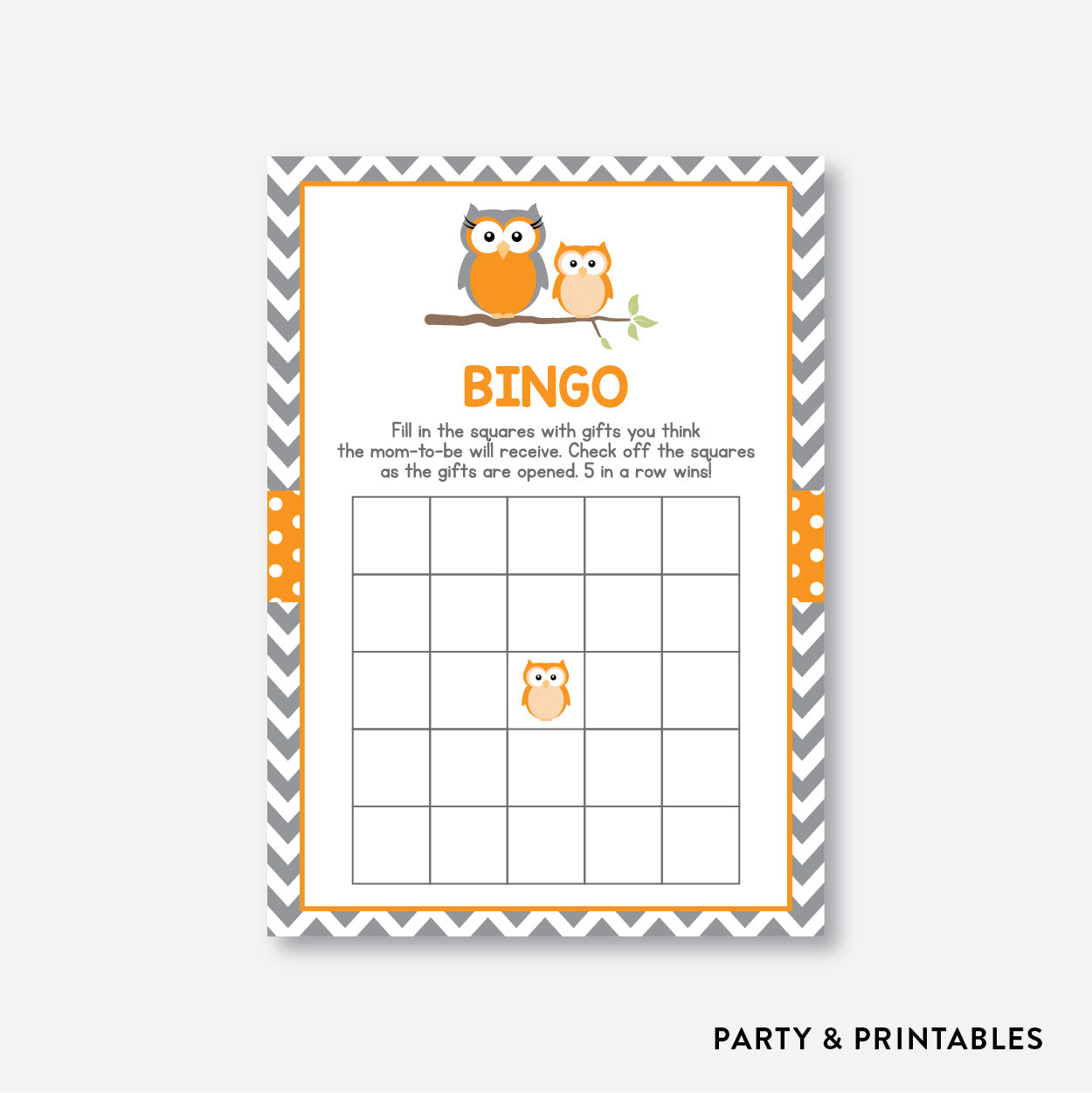 Owl Bingo / Non-Personalized / Instant Download (SBS.47)