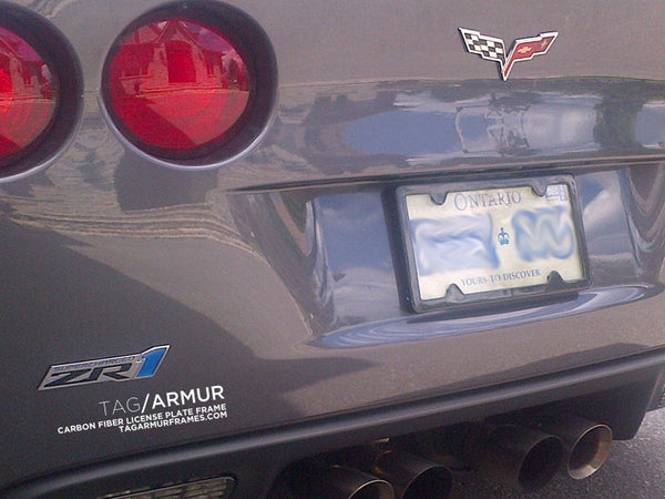 Corvette ZR-1 with TagArmur carbon fiber license plate frame