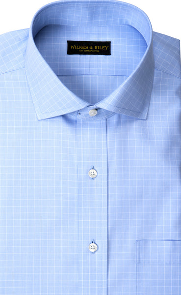 Classic Fit Light Blue Ground Check Non Iron Mens Dress Shirt Wilkes And Riley 2345